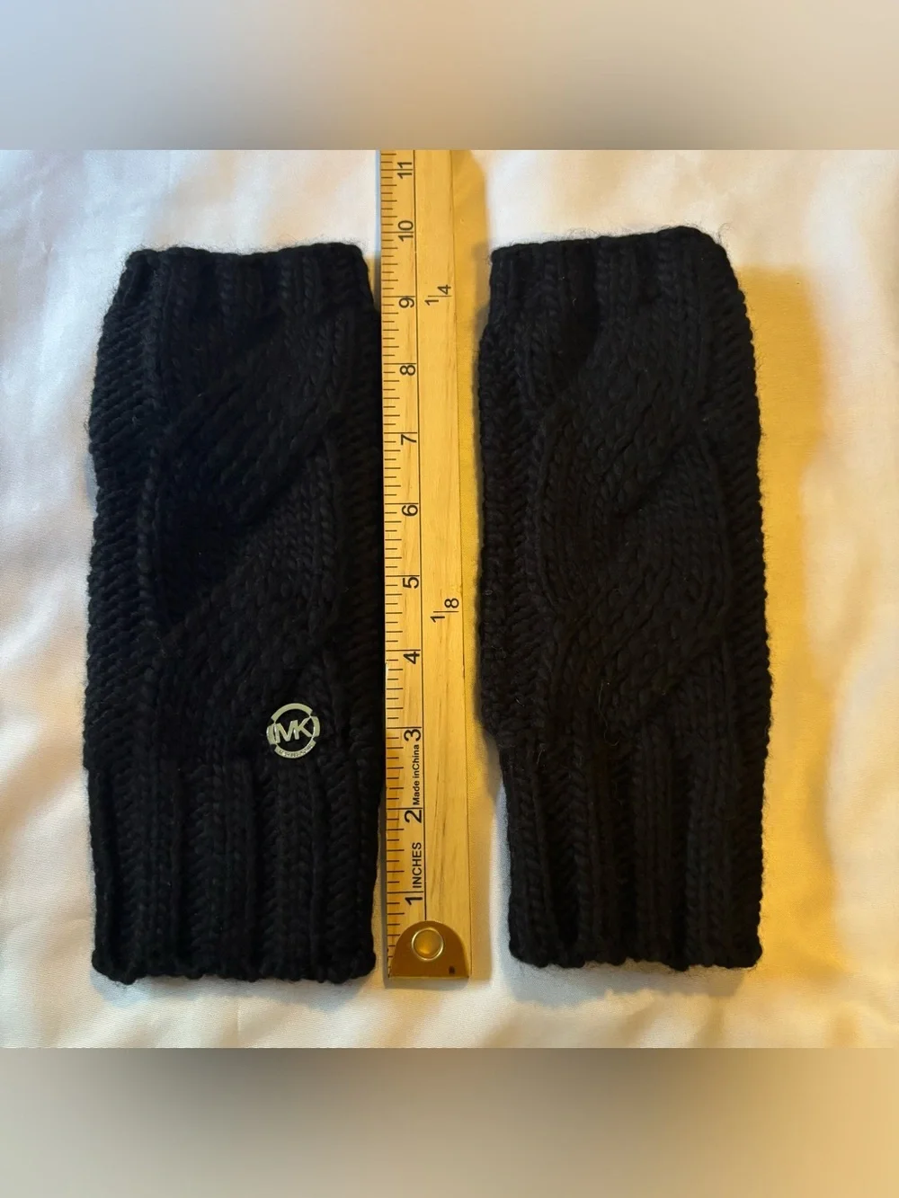 Michael Kors Womens Fingerless Gloves Arm Warmers Knitted Fabric Navy One Size